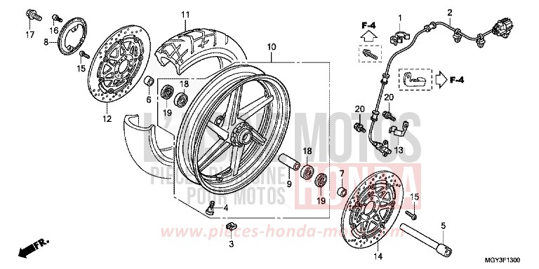 ROUE AVANT de VFR800X "Crossrunner" MAT BULLET SILVER (NH389) 2013